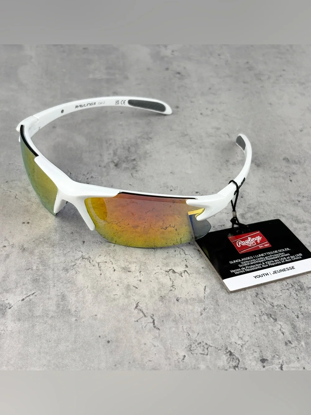 Rawlings Youth RY 103 White Orange MIR Sunglasses 100% UVA UVB New
